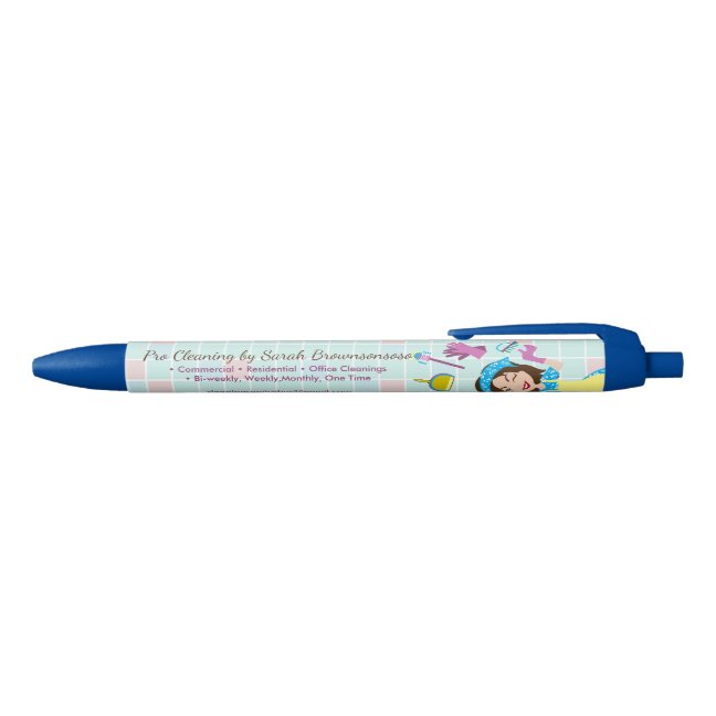Blue Pink Washing Cleaning Housekeeper Lady Pen
