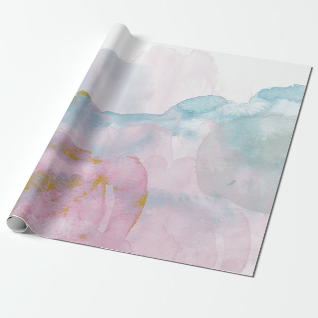 blue-pink water color Watercolor Wrapping Paper (Unrolled)