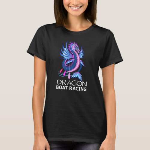 Blue Pink Water Dragon Boat Racing T_Shirt