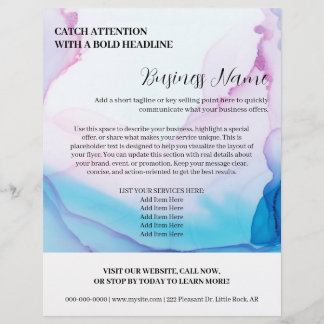Blue & Pink Watercolor Elegant Business Flyer