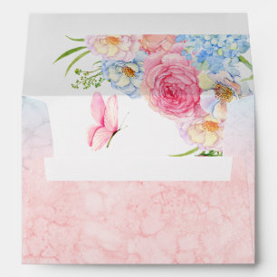 Blue pink watercolor flowers Envelope