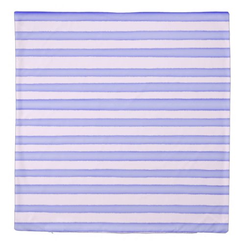 Blue pink watercolor stripes design duvet cover