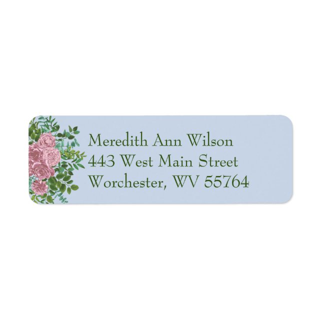 Blue & Pink Wedding Pastel Floral Spring Label (Front)