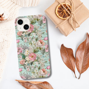 Blue Pink White Floral Shabby Chic Victorian Case-Mate iPhone 14 Case