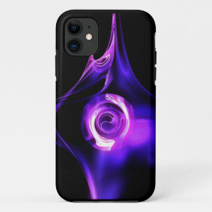BLUE PINK WHITE  FRACTAL ROSE iPhone 11 CASE