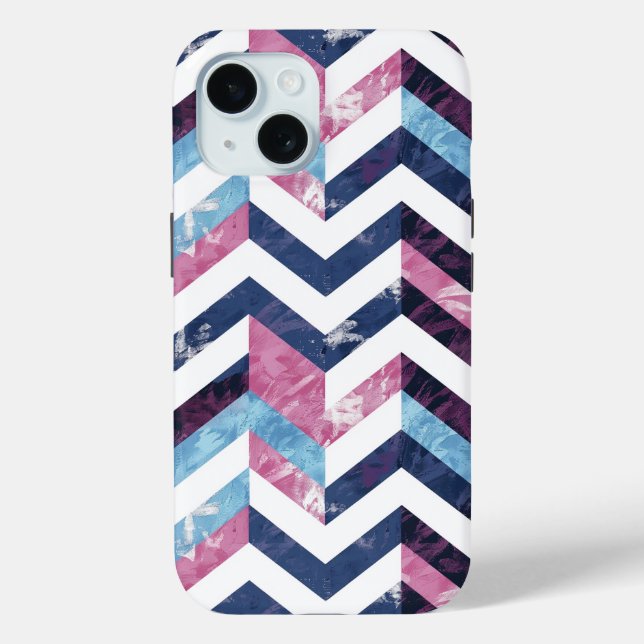 Blue Pink White Marble Chevron Case-Mate iPhone Case (Back)