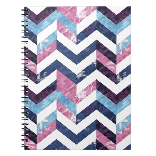 Blue Pink White Marble Chevron Notebook (Front)