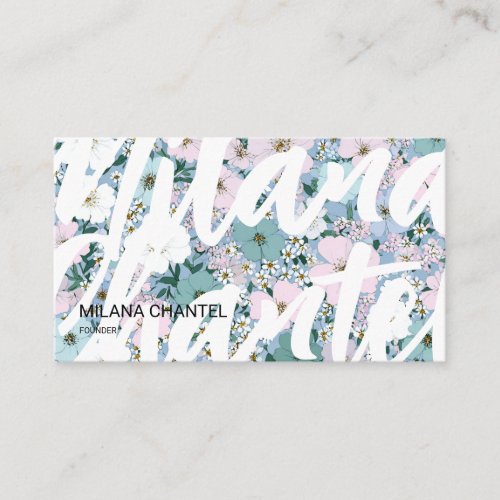 Blue Pink White Modern Trendy Flower Florist Business Card