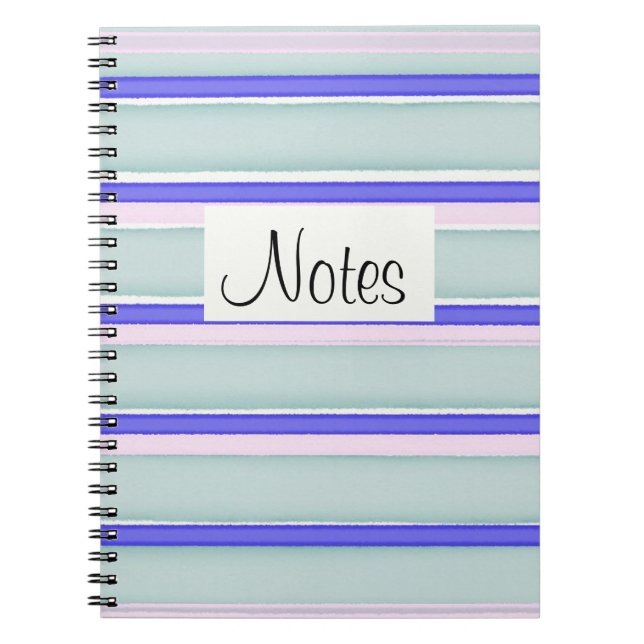 Blue pink white striped design notebook (Front)