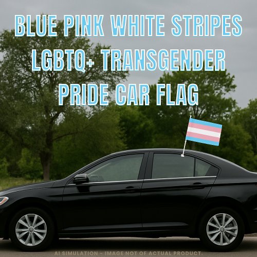 Blue Pink White Stripes LGBTQ+ Transgender Pride Car Flag