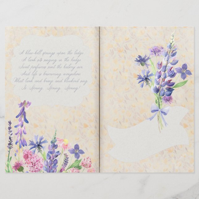 Blue & Pink Wild Flower Scrapbook Paper (Front)