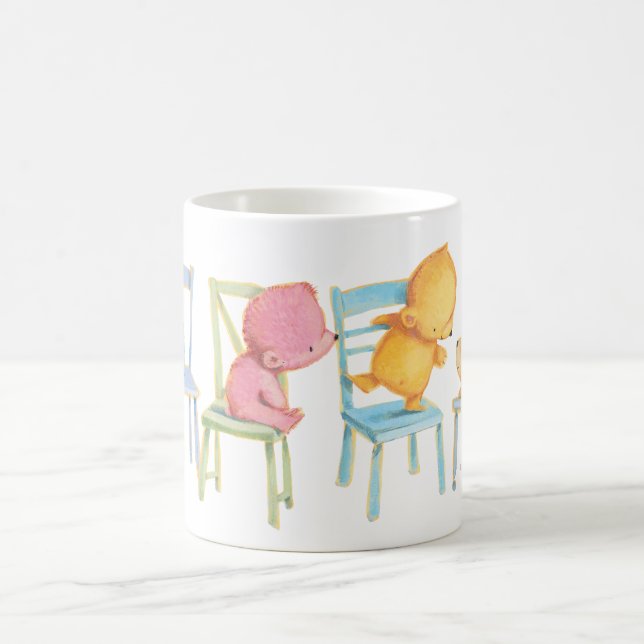 Blue, Pink, Yellow, and Brown Bears Play Coffee Mug (Center)