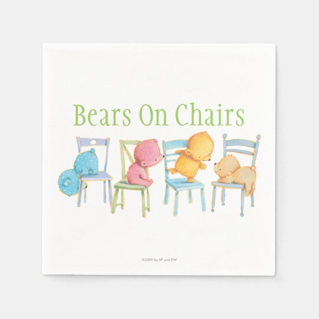Blue, Pink, Yellow, and Brown Bears Play Paper Napkins (Front)