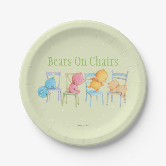 Blue, Pink, Yellow, and Brown Bears Play Paper Plates (Front)