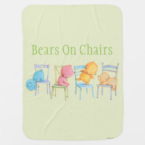 Blue Pink Yellow and Brown Bears Play Swaddle Blanket