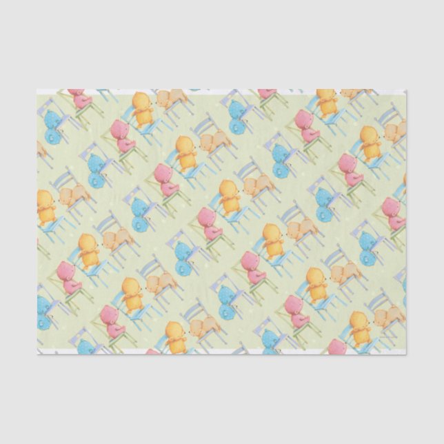 Blue, Pink, Yellow, and Brown Bears Play Tissue Paper (Front)