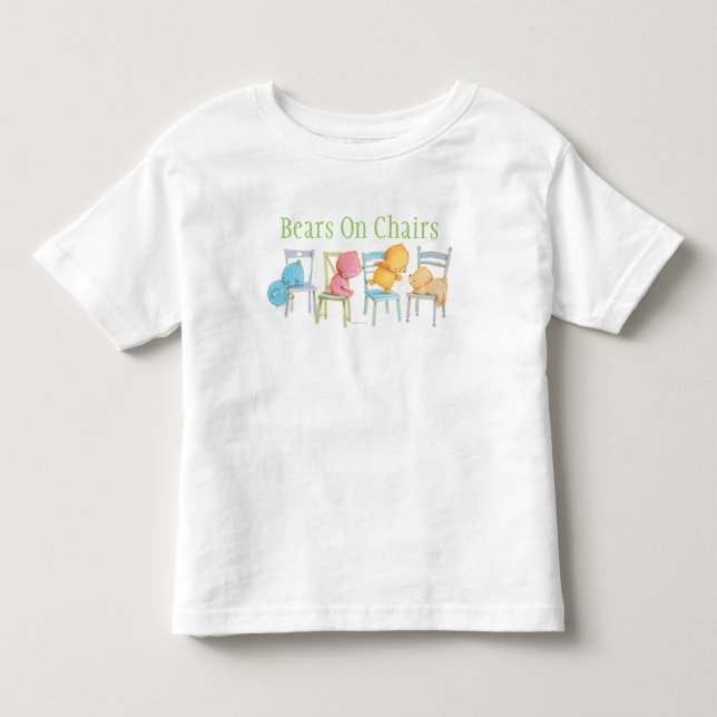 Blue, Pink, Yellow, and Brown Bears Play Toddler T-shirt (Front)