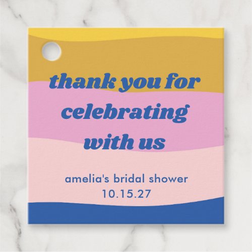 Blue Pink Yellow Custom Bridal Shower Thank You Favor Tags