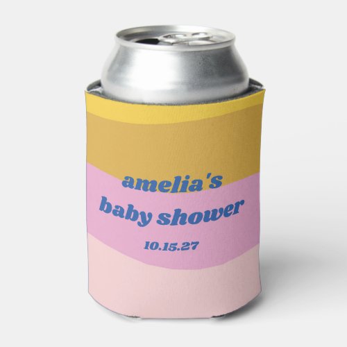 Blue Pink Yellow Cute Playful Custom Baby Shower Can Cooler