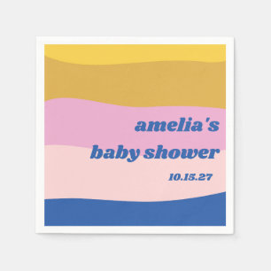 Blue Pink Yellow Cute Playful Custom Baby Shower Napkins
