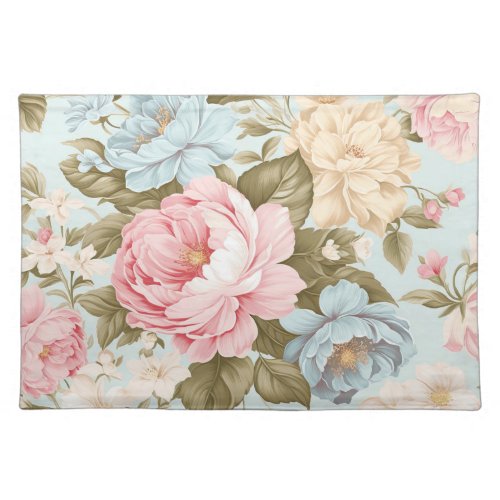 Blue Pink Yellow Floral Cloth Table Placemat