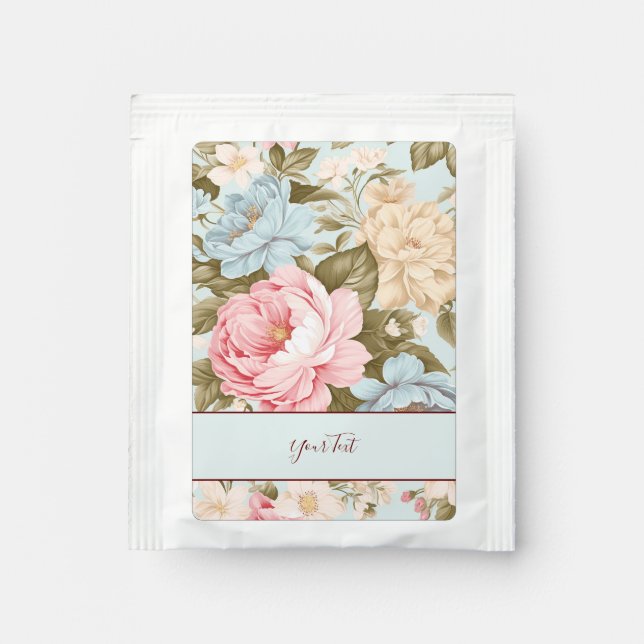 Blue Pink Yellow Floral Tea Bag Drink Mix (Front)