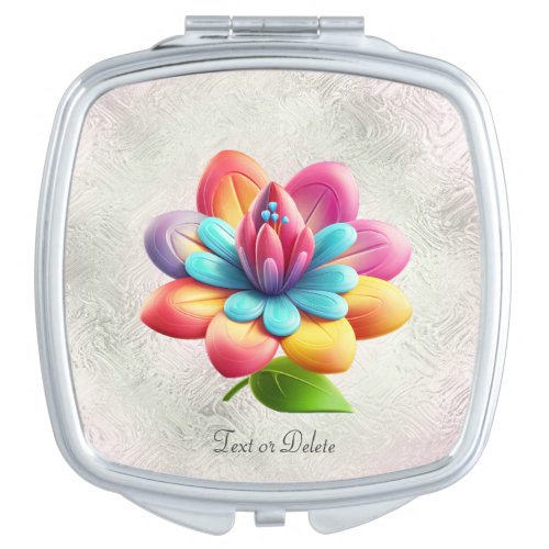 Blue Pink Yellow Flower Compact Mirror