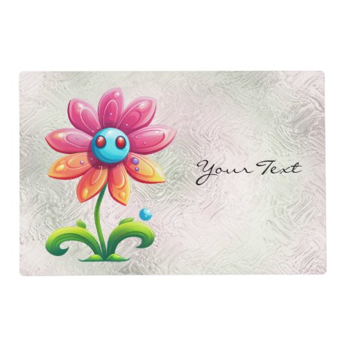 Blue Pink Yellow Flower Placemat
