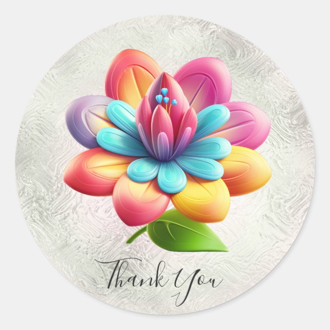 Blue Pink Yellow Flower Sticker (Front)