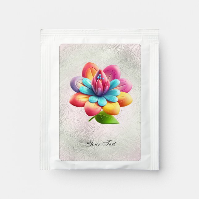 Blue Pink Yellow Flower Tea Bag Drink Mix (Front)