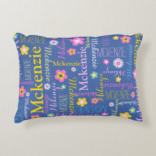 Blue pink yellow girls McKenzie name  Accent Pillow