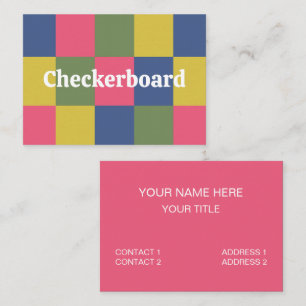 Blue Pink Yellow Green Checkerboard Business Card