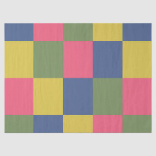 Blue Pink Yellow Green Checkerboard Tissue Paper