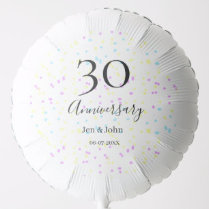Blue pink yellow polka dots 30th anniversary name balloon