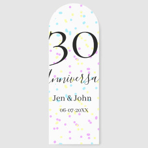 Blue pink yellow polka dots 30th anniversary name bookmarks