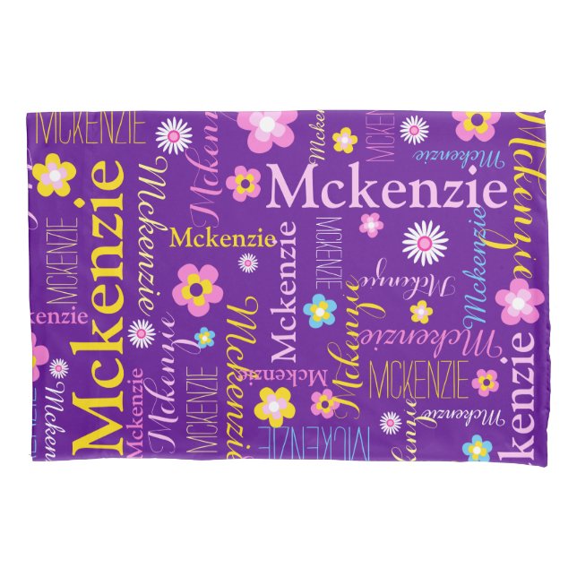 Blue pink yellow purple McKenzie name  Pillow Case (Front)