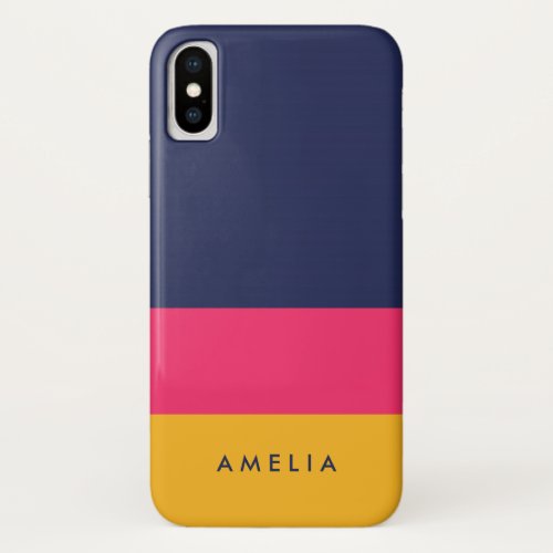 Blue Pink Yellow Vibrant Color Block Modern iPhone X Case