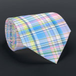 Blue Pink Yellow Wht Preppy Madras Neck Tie<br><div class="desc">Shades of Blue Pink Yellow White Preppy Madras Style Plaid Pattern ========== Customize this with text or images of your choice to create your own one of a kind design. Please note that this is a digitally created graphic design that's transferred to the underlying product. The design itself doesn't contain...</div>