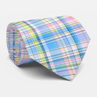 Blue Pink Yellow Wht Preppy Madras Neck Tie