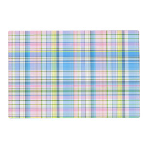 Blue Pink Yellow Wht Preppy Madras Placemat