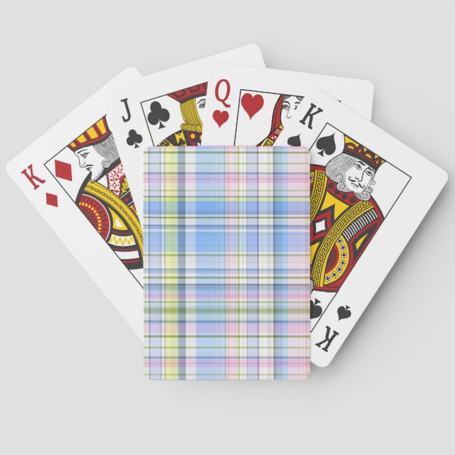 Blue Pink Yellow Wht Preppy Madras Poker Cards (Back)