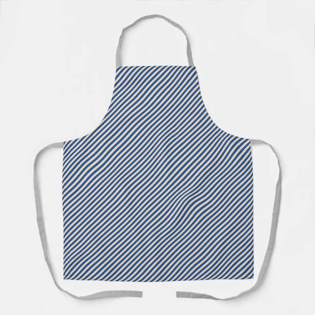 Blue Pinstripe Gray Straps Chef  Apron (Front)