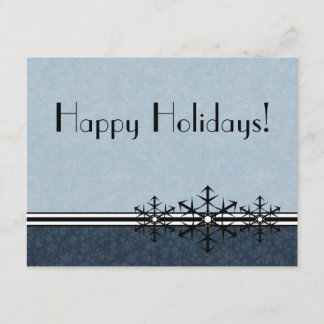 Blue Pinstripe Holiday Snowflake Invitation