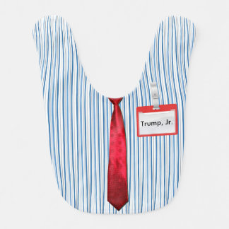 Blue Pinstripes, Red Power Tie, "Trump Jr." Tag Baby Bib