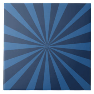 Blue Pinwheel Stripes Ceramic Tile