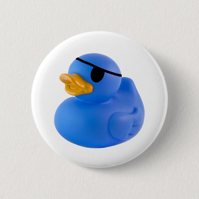 Blue pirate rubber duck button (Front)
