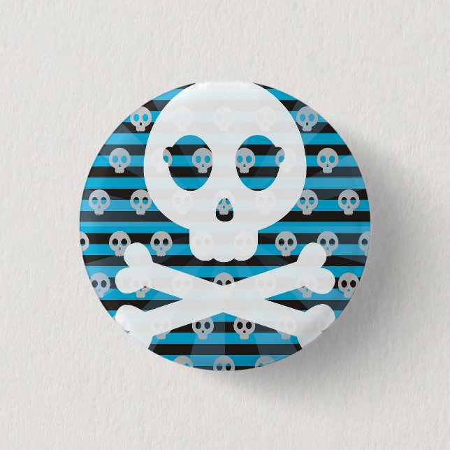 Blue Pirate Skull Pin Badge (Front)