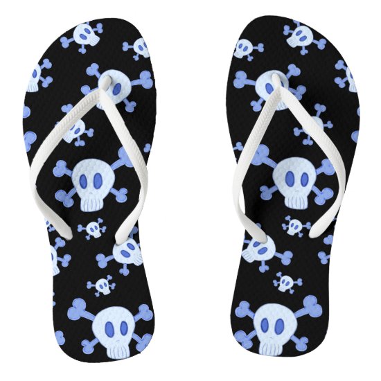 Blue Pirate Skulls Flip Flops