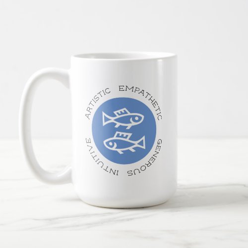 Blue Pisces Logo Zodiac Star Sign Astrology Trait Coffee Mug