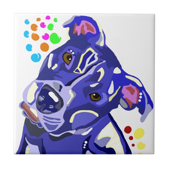 Blue Pit Bull Terrier Tiles (Front)